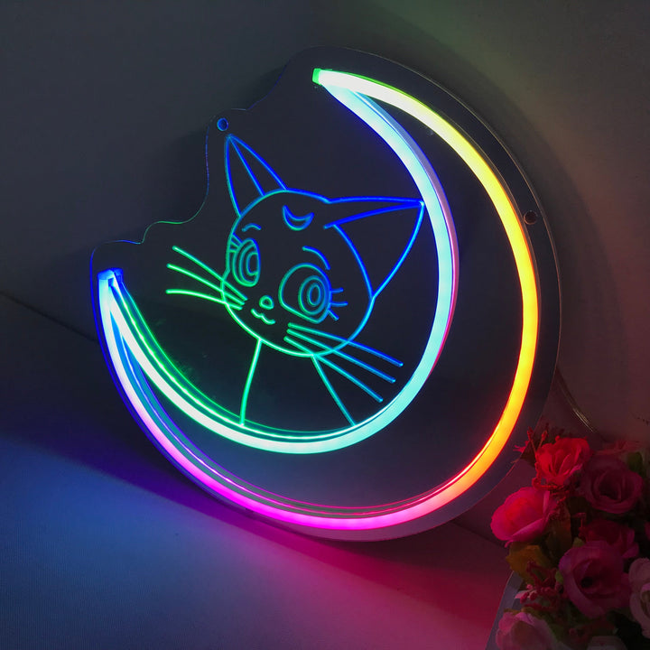 "Sailor Moon Luna, Anime, Traumhafte Farbänderung" Spiegel Neonschrift