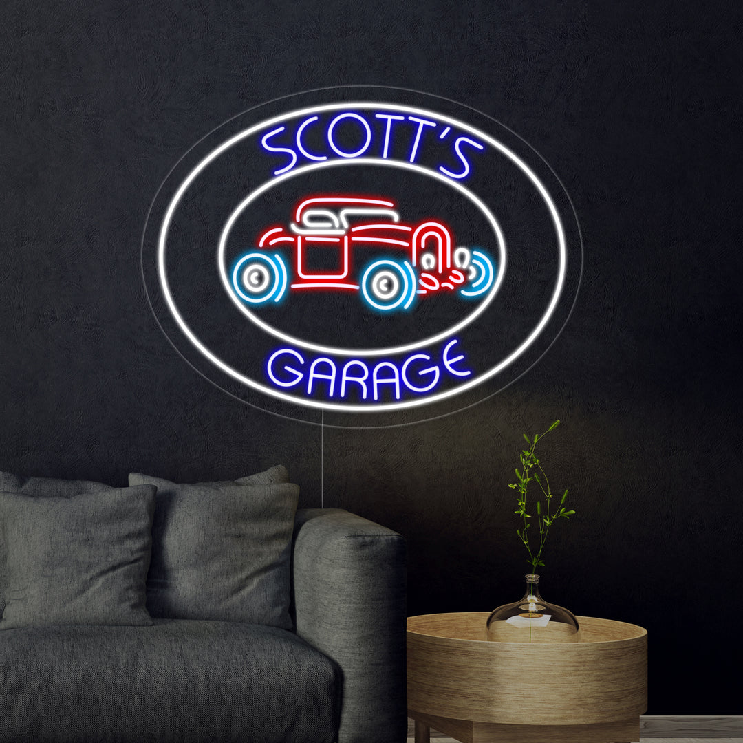 "Scotts Garage" Neonschrift