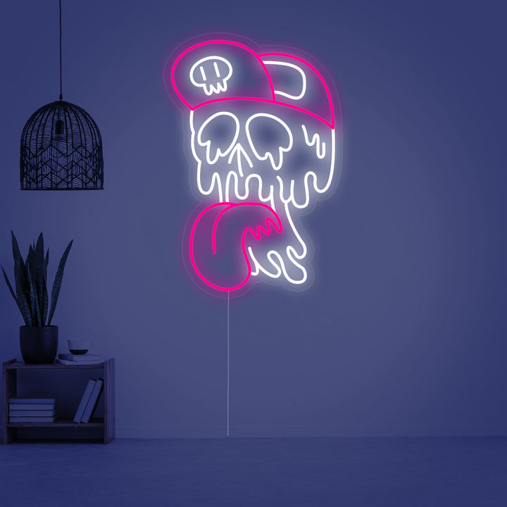 "Schädel Schmelzen" Neonschrift