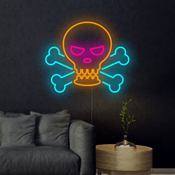 "Totenkopf Und Knochen" Neonschrift