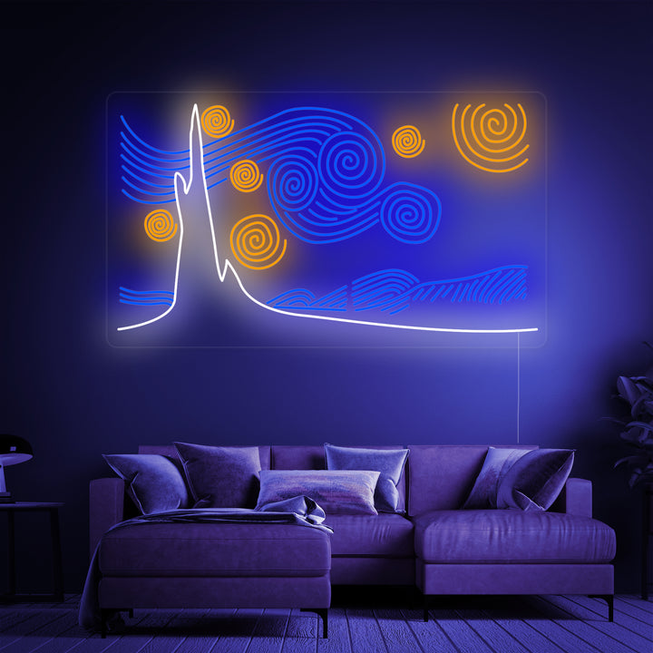 "Sternennacht Vincent Van Gogh" Neonschrift