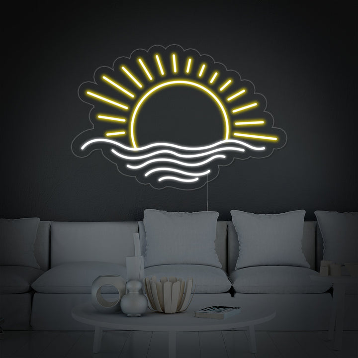 "Sonnenuntergang, Meer" Neonschrift