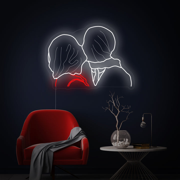 "Die Liebenden Rene Magritte" Neonschrift