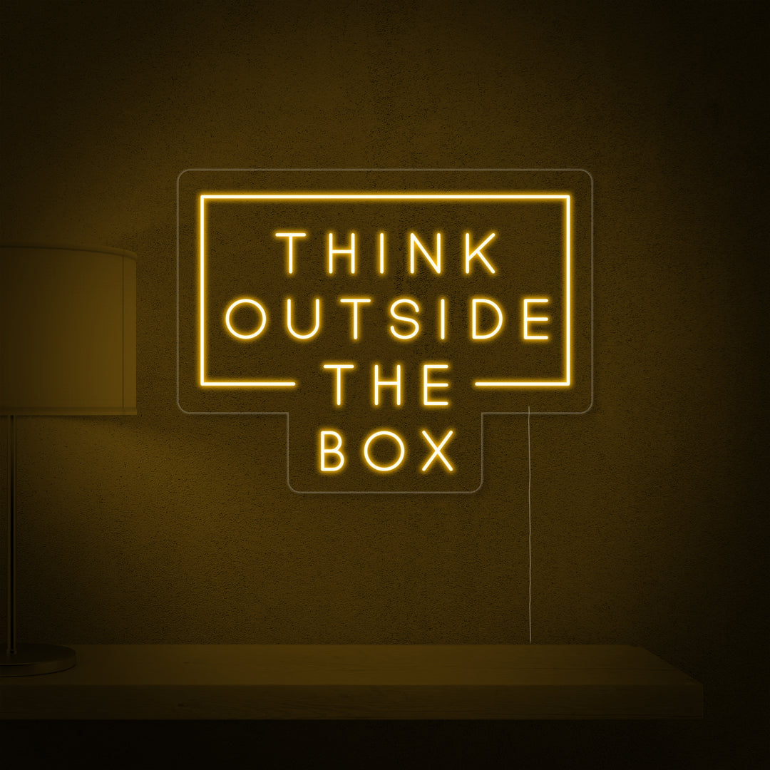 "Think Outside The Box" Neonschrift