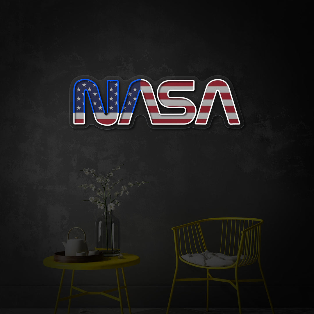 "USA Flagge -geformtes NAS -Logo" UV-bedrucktes LED-Neonschild