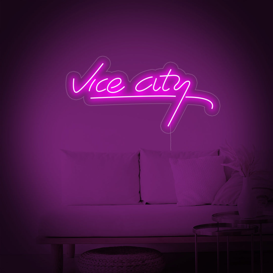 "Vice City, Spielzimmerdekoration" Neonschrift