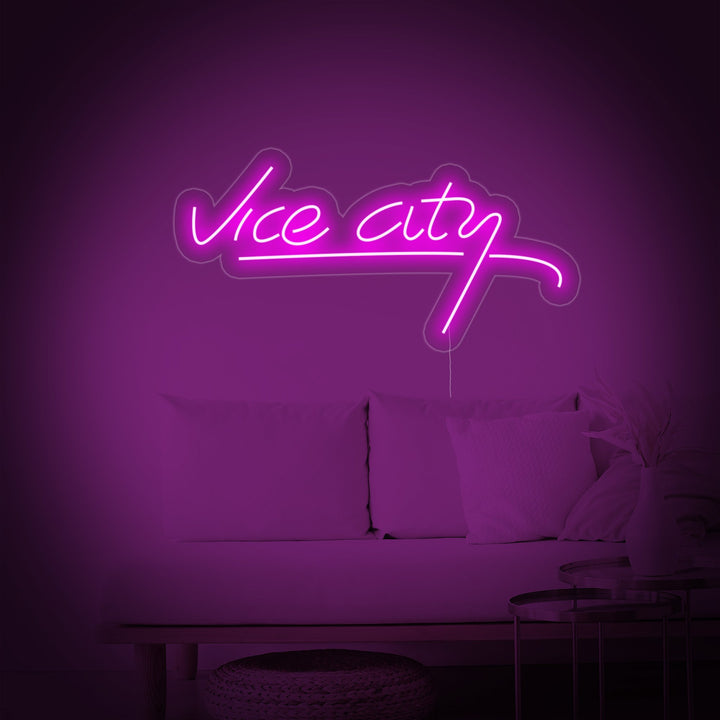 "Vice City, Spielzimmerdekoration" Neonschrift