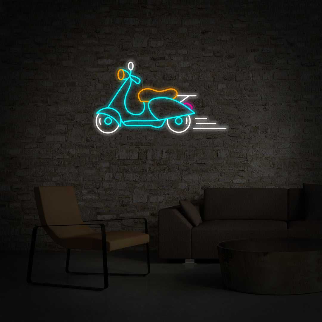 "Vintage Vespa Motorroller" Neonschrift