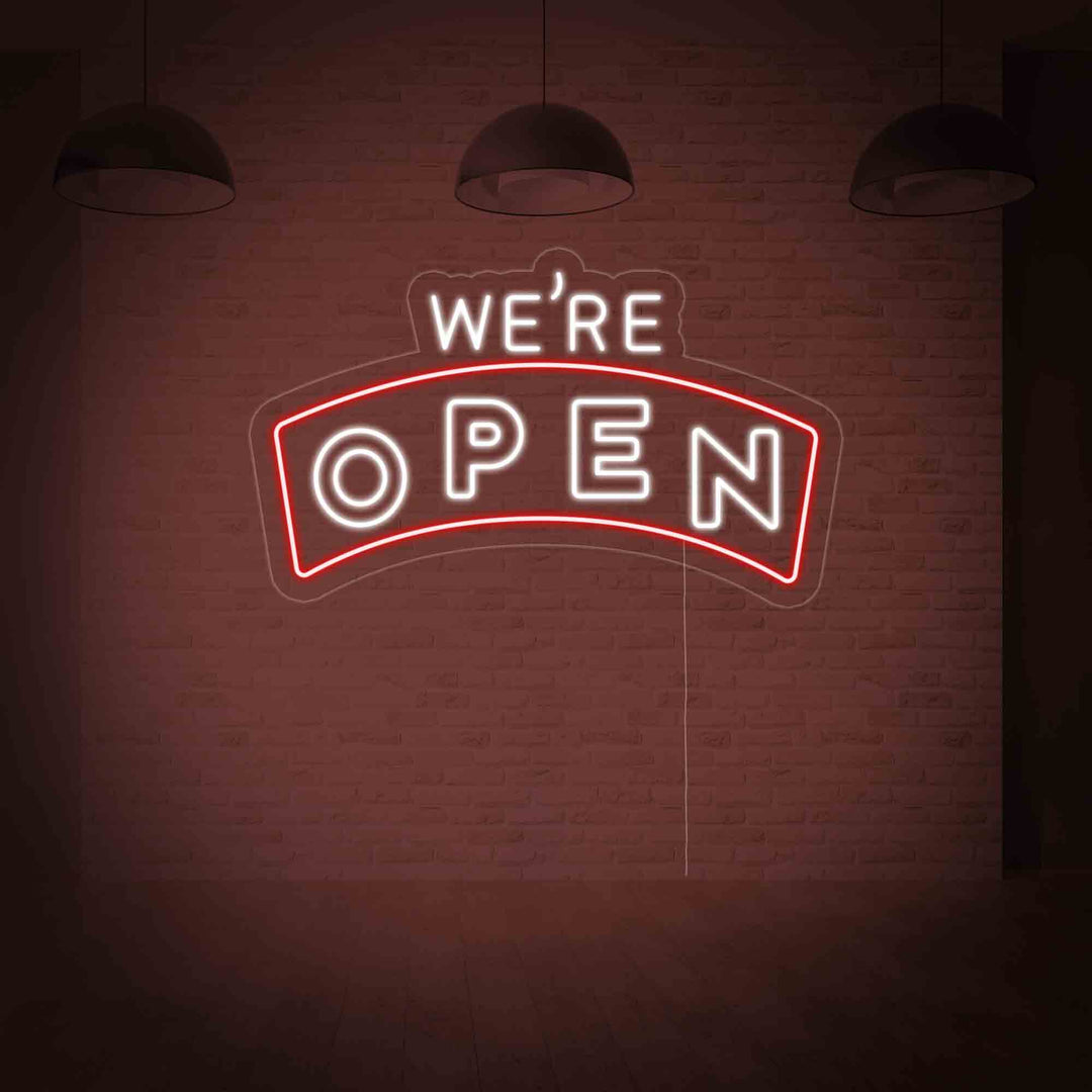 "We Are Open" Neonschrift