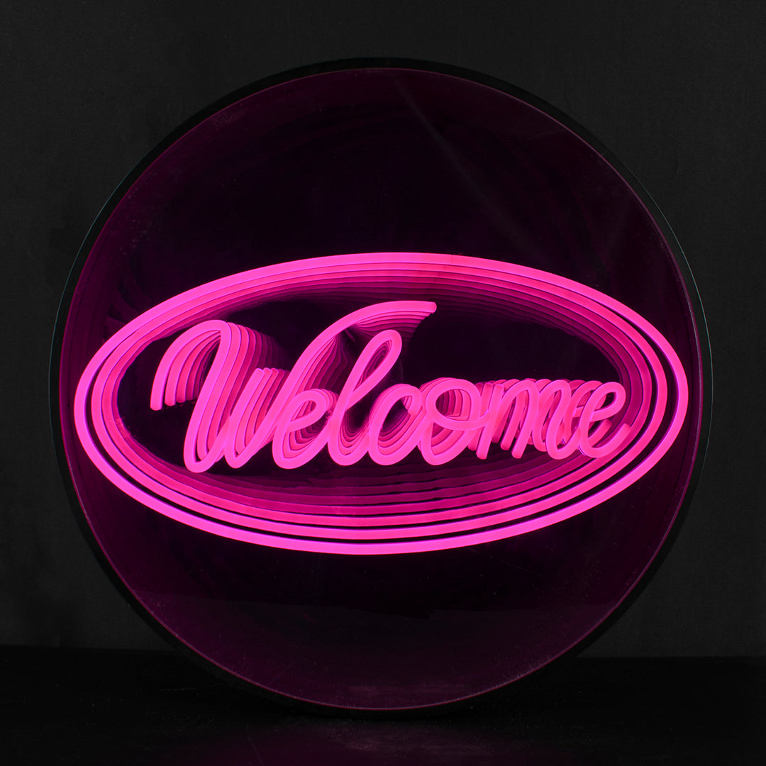 "Welcome" 3D Unendlichkeits LED Neonschrift