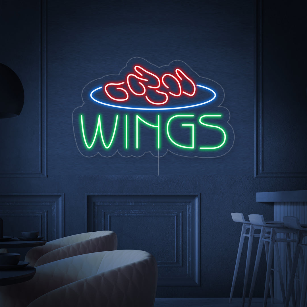 "Wings, Essen" Neonschrift