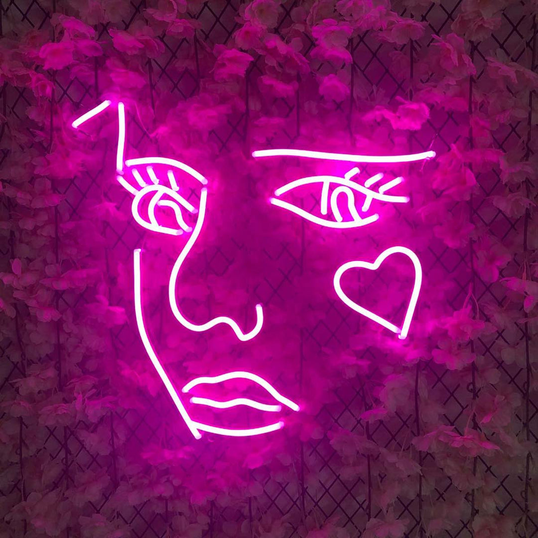 "Frauen Gesicht Liebe Herz" Neonschrift