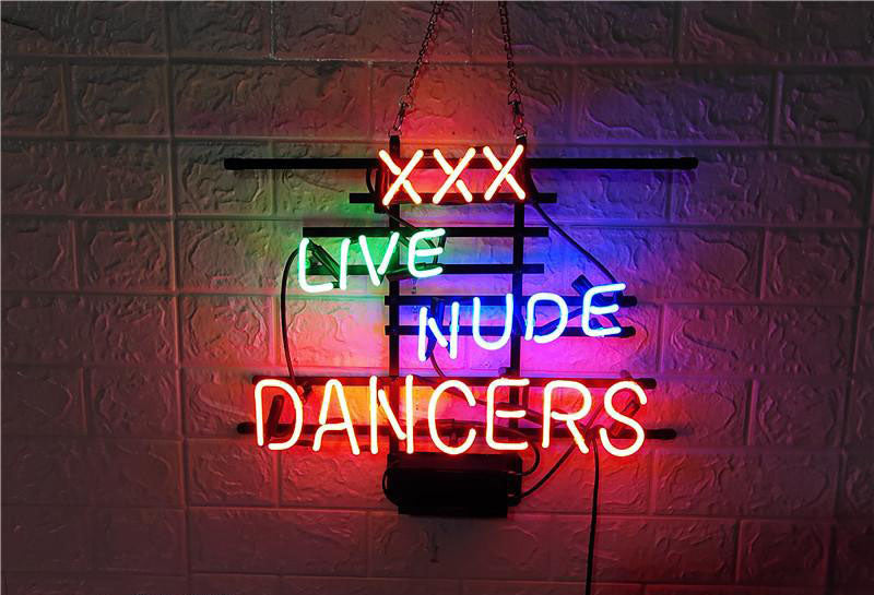 "XXX Live Nudes Dancers" Neonschrift