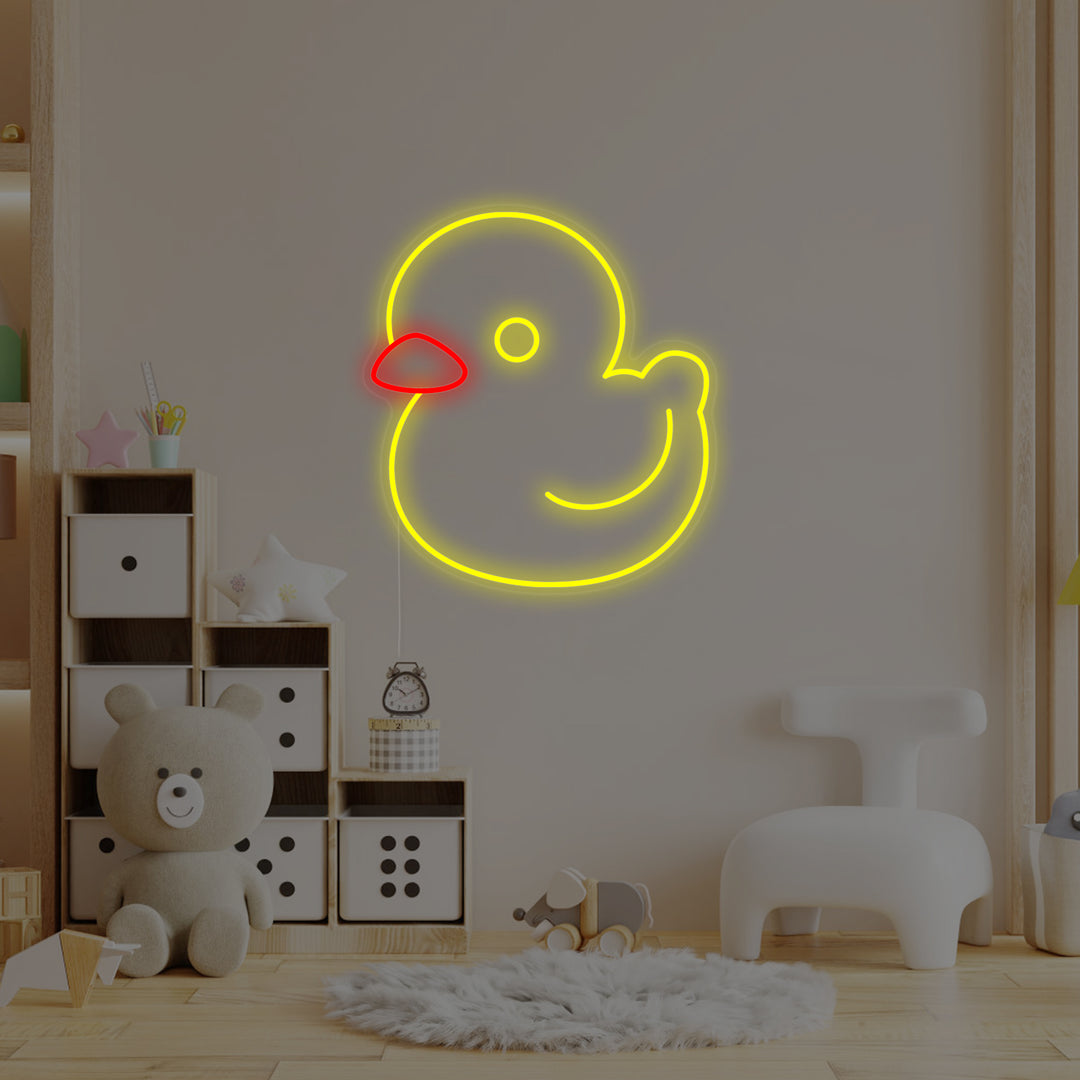 "Gelbe Ente, Kinderzimmerdekoration" Neonschrift