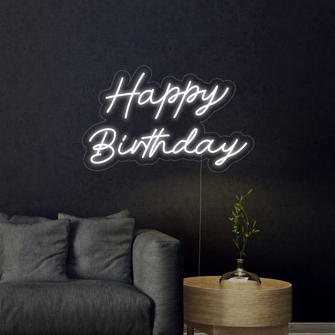 "Happy Birthday" Neonschrift