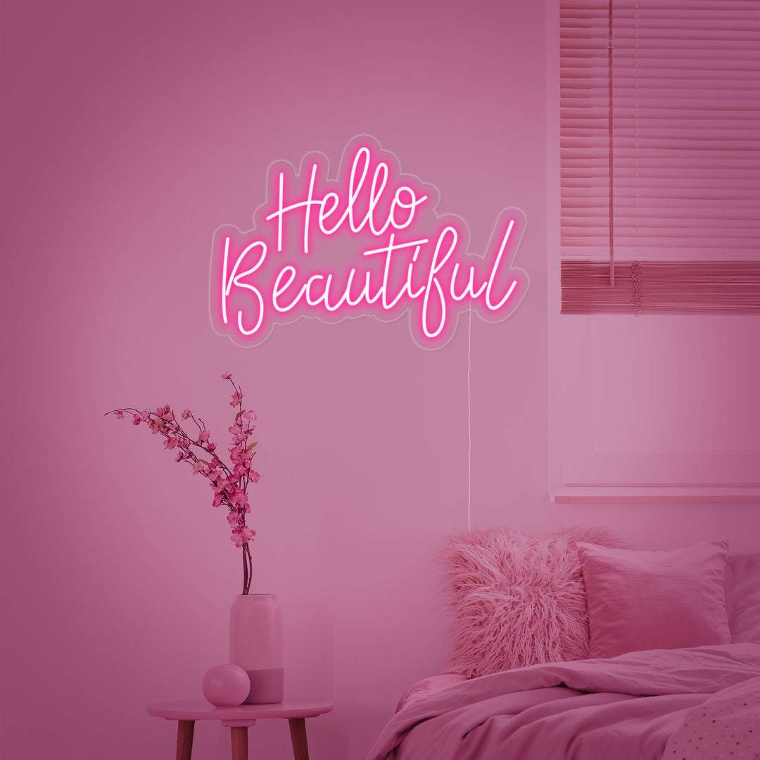 "Hello Beautiful" Neonschrift