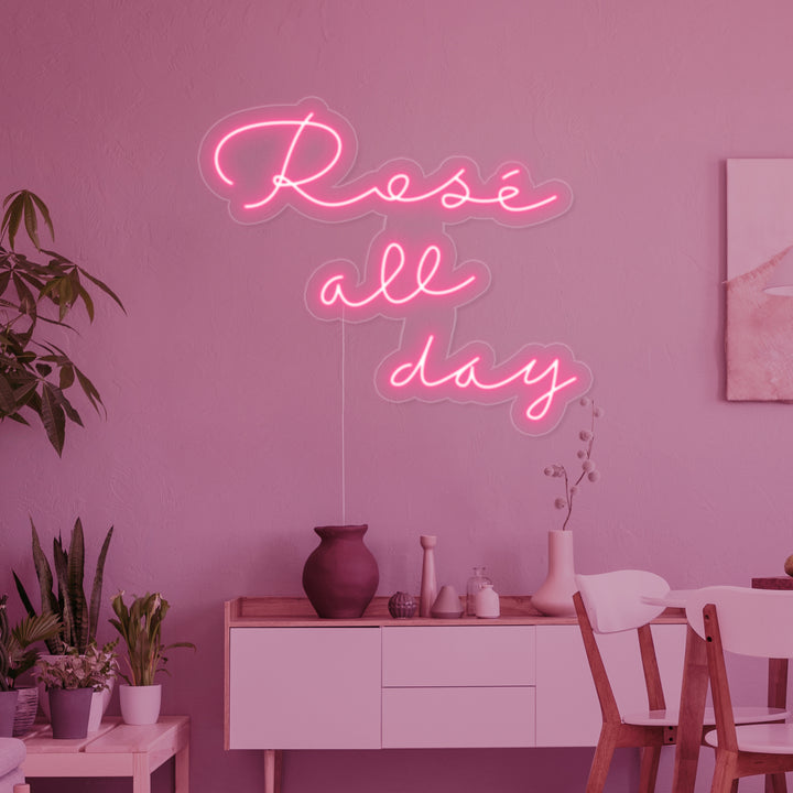 "Rose All Day" Neonschrift