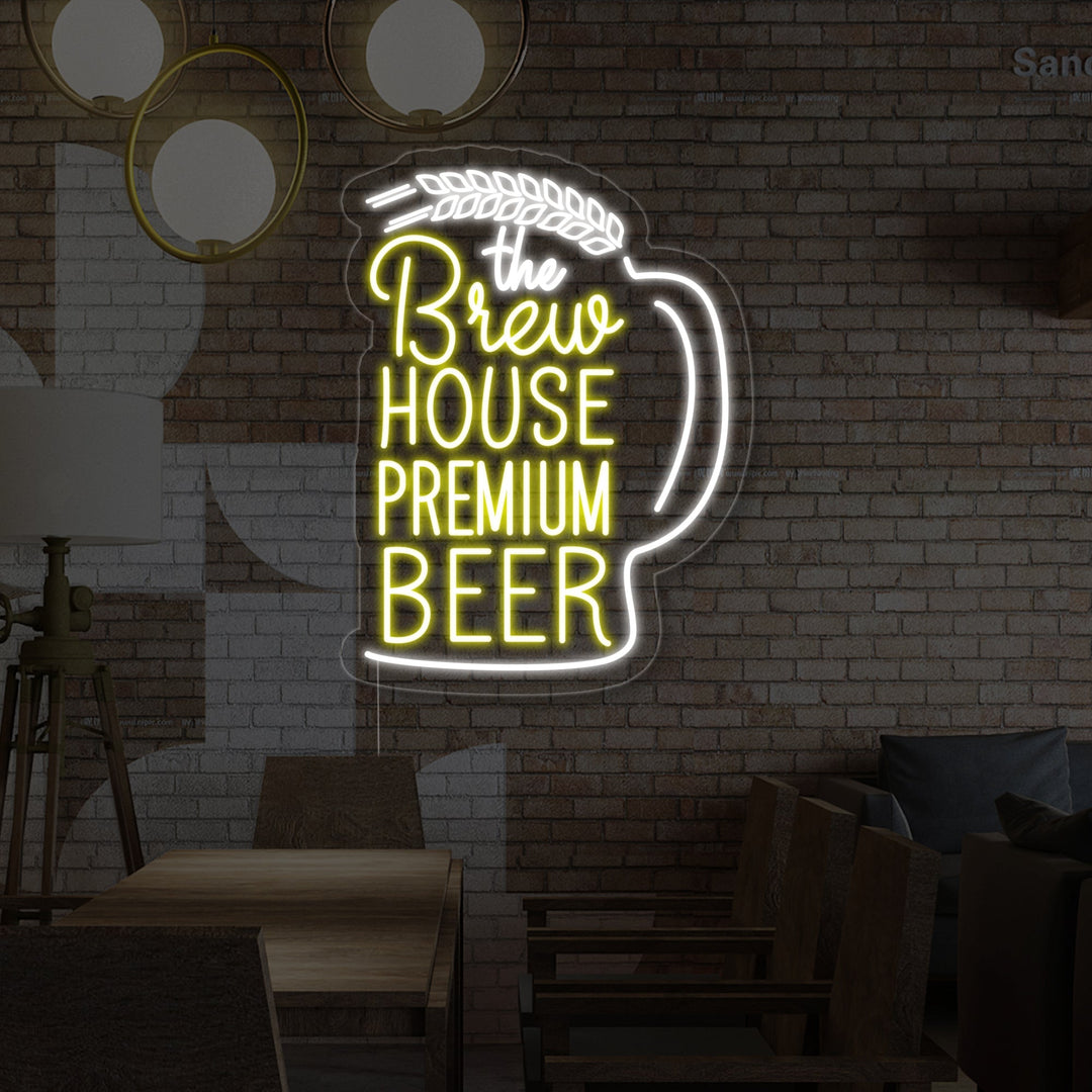 "the Brew House Premium Beer" Neonschrift