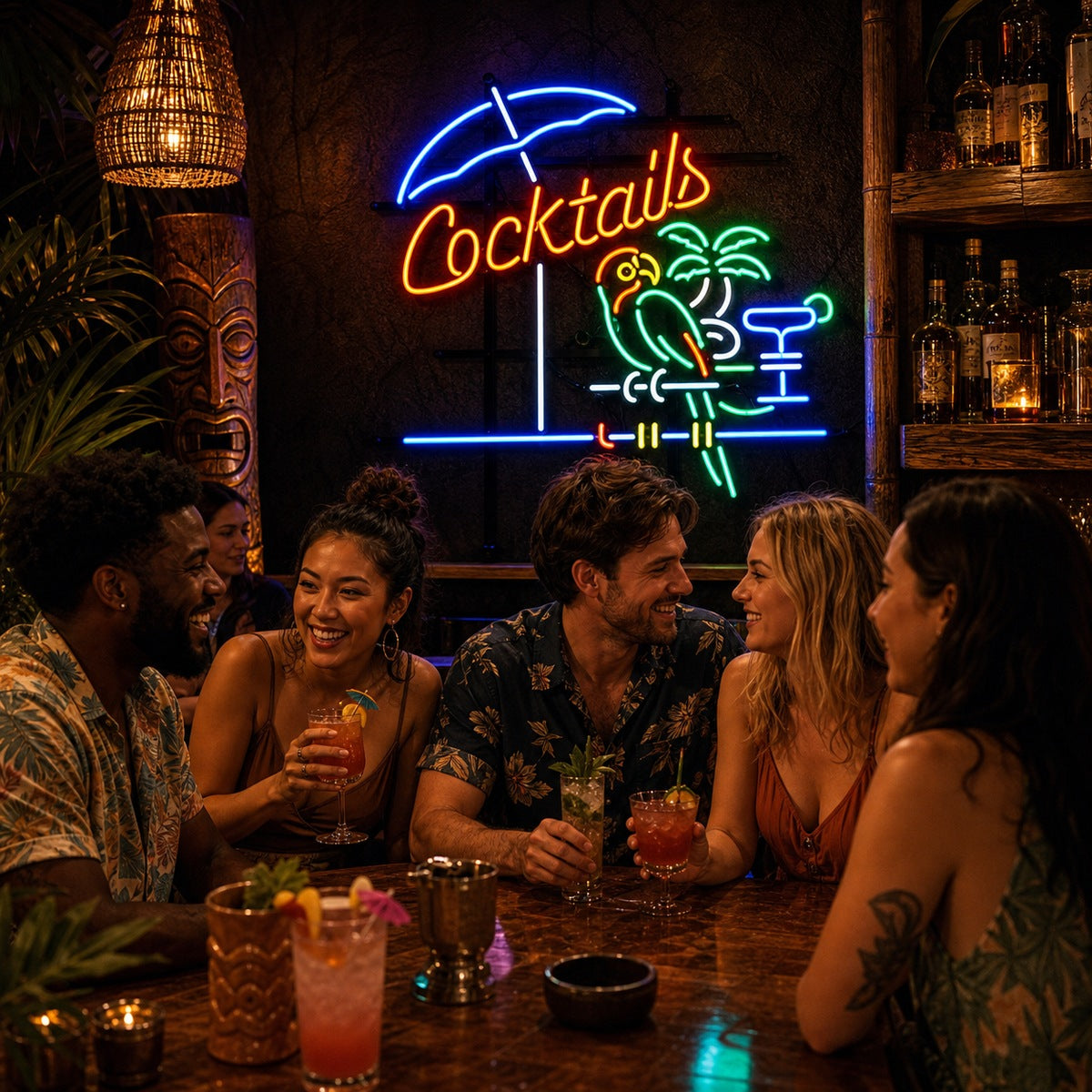 Bar- und Restaurantbereich mit einem individuellen Neonschild